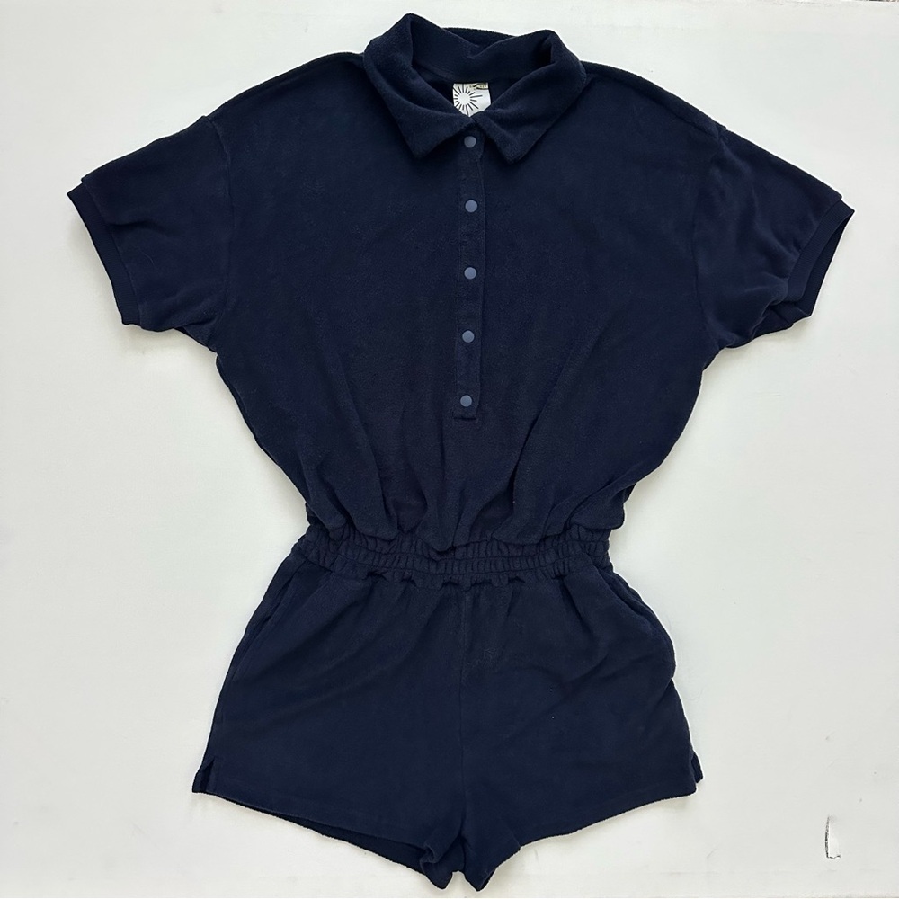 Offline by Aerie Dark Blue Button-Up Romper Size XS
